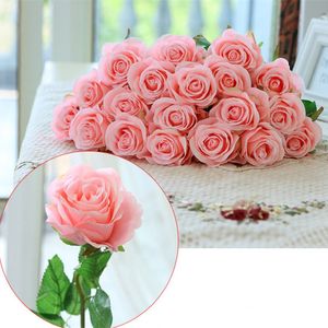 Flores Artificiais 10 Filial Luz de Seda Rosa Rosas de Casamento Decoração Casa Decoração