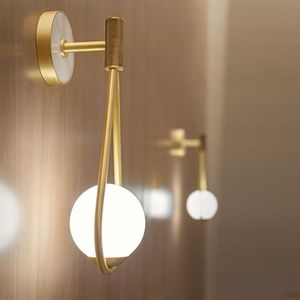 Modern Luxury Gold Metal Wall Lamps Modern Bedroom Bedside Wall Light Aisle Stairs Glass Ball Wall Sconce