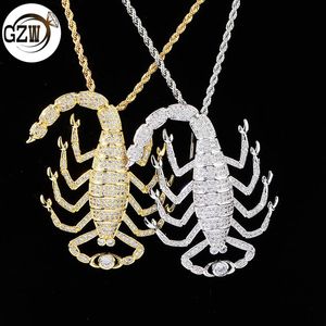 New Fashion personalized Real 18K Rose Gold Bling Diamond Halloween Scorpion Pendant Necklace Hip Hop Rapper Jewelry Gifts for Men Women
