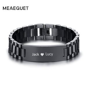 Braccialetto da uomo in acciaio inossidabile personalizzato Bracciale nero argento oro Nome personalizzato Cristianesimo Braccialetti Incisione gratuita