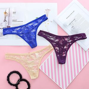 Sexy lace floral g strings panties see through backless low rise briefs pantis women underwear lingerie thongs t back will and sandy clothes