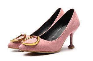 熱い販売 - 春と秋のスエードの女性の靴が新しいスタイルのハイヒールの細かいかかと先になってエンド