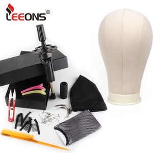 leeons kit per la creazione di parrucche testa di manichino testa di tela supporto per parrucca 11 pezzi strumenti per la creazione di cappelli a cupola pettine per capelli spazzola perni per capelli