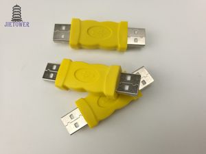 500 pz/lotto connettore USB di colore giallo Nuovo USB 2.0 Una spina Maschio a una spina Maschio Adattatore USB M/M convertitore