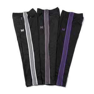NEEDLES 3 цвета модные спортивные штаны бабочка вышитые боковые полосы Для мужчин Для женщин длинные штаны штаны на завязках High Street