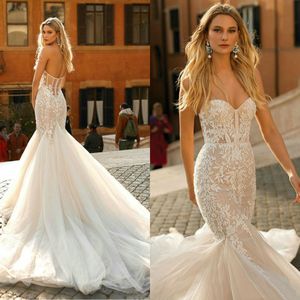 Berta Sexy Mermaid Dresses Sweetheart Lace Appliqued Backless Bohemian Bridal Gowns Plus Size Wedding Dress Vestidos De Nnovia