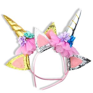 Children Lovely Kids Unicorn Headdress Hand made Headband Birthday Party Decorations Bow Hair Accessories Shiny Girl New