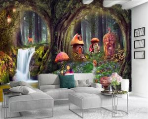 3d Quarto Wallpaper Red Room Mushroom Fantasy Forest Sika Cachoeira Sala Quarto livre de formaldeído Wallpaper