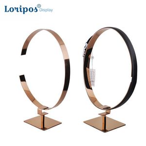 Clothing Store Desk Decoration Exhibition Belt Rack Rose Gold Titanium Silvery Metal Belt Holder Bracket Desk Belt Display Rack