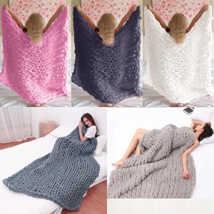 Lavabile in lavatrice Knit coperta calda morbida mano Kniting Gettare Quilt Living Room Divano coperta invernale Xmas Coperte