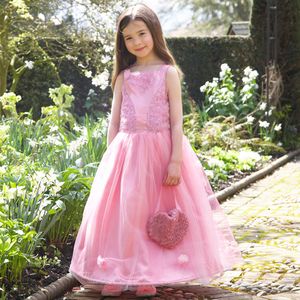 Милые розовые безрукавные платья для девочек с атласной длиной до лодыжки бальное платье для девочек Pageant платья для свадьбы