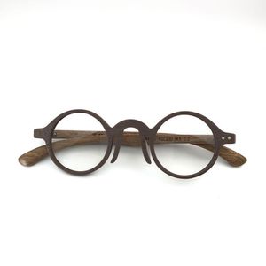 Partihandel-retro runda glasögonramar kvinnor män handgjorda optiska glas vintage träskådespelar myopia recept glasögon