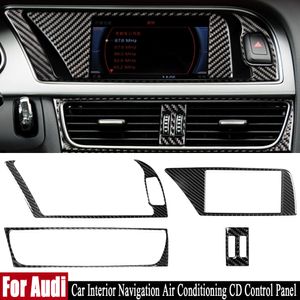 Bedienfeld Zubehör großhandel-Real Carbon Fiber Für Audi A4 A5 B8 Q5 Auto Innen Navigation Klimaanlage CD Systemsteuerung LHD RHD Aufkleber Zubehör