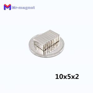 Imanes de nevera 50pcs n35 1052mm 영구 자석 10x5x2 슈퍼 강한 네오 네오디뮴 블록 10x5x2mm NdFeB 1052 니켈 코팅