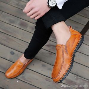 newest genuine leather male shoes suede loafer official shoes gee mens travel walk shoe casual comfort breath shoes for Men free shipping