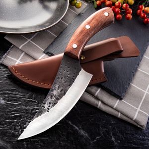 Handmade Forged High Carbon Steel Boning Knife Kitchen Knives BBQ Butcher Knife Meat Cleaver Outdoor Cooking Tool