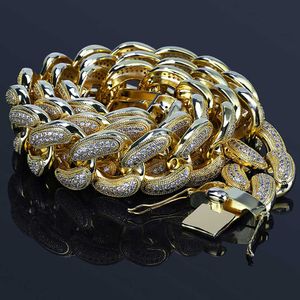 28mm män kvinnor hip hop miami kubansk länk helt cz kedja halsband casting micro cubic zirconia clasp isced out bling bling dj rapper smycken