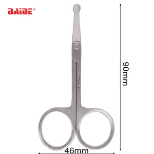 Aço inoxidável sobrancelha cílios Trimmer Nariz Cabelo Tesoura Rodada Head Point prata pequeno portátil seguro cortador de unhas Maquiagem