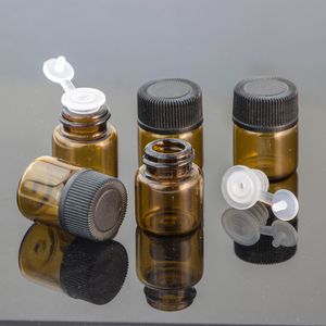 Fiale di olio essenziale di vetro all'ingrosso da 1 ml Mini contenitore per campioni di contagocce ambrato per profumo 1 4 Dram