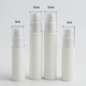 High quality 30/lot Portable 5ml 10ml Refillable Empty White Plastic Lotions Pump Airless Bottles Cosmetic Packaging Containers