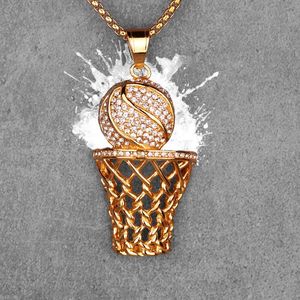 Gold Basketball Herren Lange Halsketten Anhänger Kette Punk Hip Hop für Junge Männliche Edelstahl Schmuck Kreativität Geschenk Großhandel