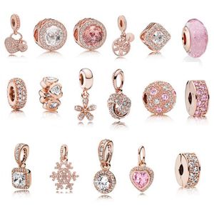 S925 Sterling Silber Schmuck Diy Perlen Passend für Pandora Ale Charm Für Pandora Armbänder für Frauen Für Europäisches Roségold ArmbandHalskette