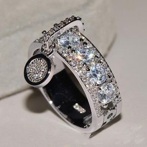 Partihandel-Luxury White Zircon Engagement Ring Vintage Rose Gold Fyllda Vigselringar för Kvinnor Mode Smycken Ny Ankomst