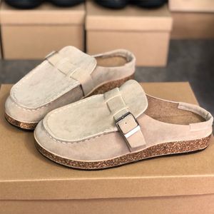 Kobiety Buty Płaskie Mules PU Skórzane Sandały Okrągłe Toe Niepoślizgowe Retro Buty Letnie Kapcie Duży Rozmiar 35-43