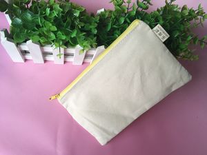 Designer- Mix zipper Pure white cotton canvas cosmetic Bags DIY women blank plain zipper makeup bag phone clutch bag pencil bag