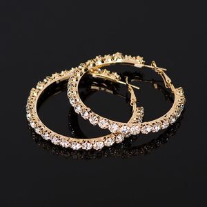 Nowa Moda Duży Rozmiar Hoop Kolczyki Dla Kobiet Wedding Bride Designer Crystal Rhinestone Kolczyk Srebrny Złoty Kolor Moda Biżuteria