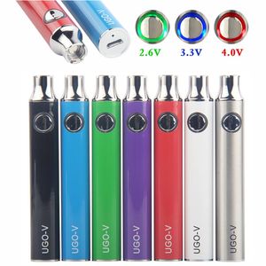 MOQ 5 pcs pré-aquecer UGO-V EVOD VV Baterias Mirco USB Passthrough 650 900mAh Variável Variável Bateria Ecigs E Cigarros Fit 510 Rosca Vaporizador