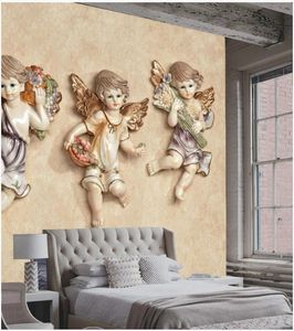 Custom photo wallpapers 3d mural wallpaper for living room HD European 3D stereo angel mural TV background wall paper