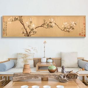 Wholesale long posters for sale - Group buy Traditional Chinese Calligraphy Art Painting Large Abstract Flower Wall Picture Long Banner Retro Wall Art Chinese Canvas Poster