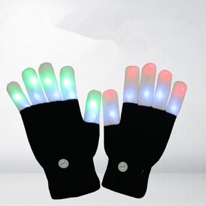 Led lighted gloves Flashing Colorful LED Finger Tip Lighting Glow Novelty Gift Toy Party Concert rave props Colorful magic glove