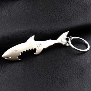 Shark Shaped Beer Bottle Opener Keychain Zinc Alloy Silver Color Key Ring Unik Creative Gift WB434