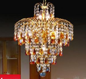 Luksusowe Modern Gold Chandeliers Light Fixury E14 Kryształowe Żyrandole Wisiorek Światła 41 cm do jadalni Oświetlenie Myy