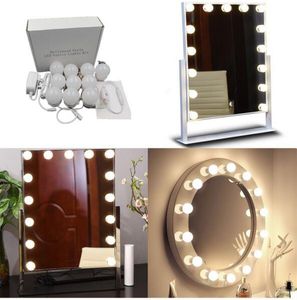 DC5V W LED Vanity Makeup Mirror Lights Kit LED Glödlampor för Hollywood Style White Light Led Lamp Touch Switch Dropship