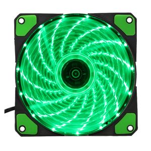 Freeshipping 15 luci LED PC Computer Chassis Fan Case Dissipatore di calore Ventola di raffreddamento DC 12V 4P 120 * 120 * 25mm