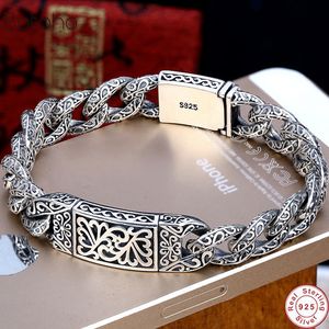 Link Chain 925 Sterling Silver colour Mens Personality Bracelet Thai Retro Domineering Punk Tide Bracelet Pattern Whip