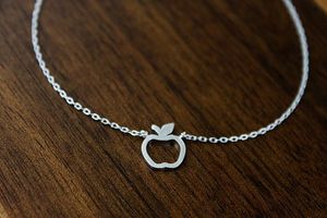 Wholesale apple teacher for sale - Group buy 10pcs Hollow Outline Funny Geometric Fruit Apple Charm pendant necklace Bangles for School Mentor Teacher Women Graduation necklace