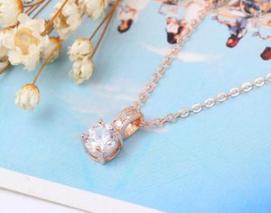 Fashion- Women Diamond Pendant Necklace Gold Silver Zircon Pendant Necklace Simple Jewelry for Bride Wedding Party Decoration Christmas Gift