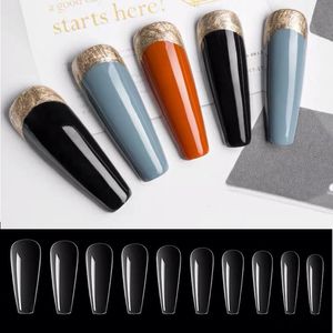 504pcs/box Fake Nail Artificial Press on Long Ballerina Clear/Natural/white False Coffin Nails Art Tips Full Cover Jewelry Box