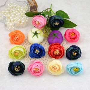 100pcs / lot 4 centímetros Rose Artificial Silk Flower Heads pequeno Tea Bud para o casamento Flores Decoração headmade Scrapbooking Acessórios C18112601