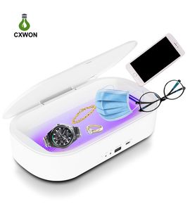 Caixa de esterilizador UV portátil 270nm 10w grande capacidade UVC luz para o telefone da maquiagem Lâmpada de desinfecção toda redonda com carregador sem fio