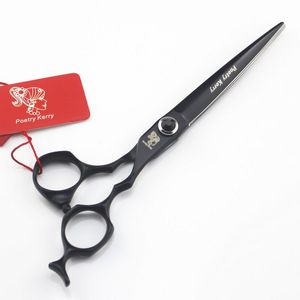 High-grade poetry kerry 7.0 inch 62HRC hardness 440C stainless steel black hair cutting scissors with leather case