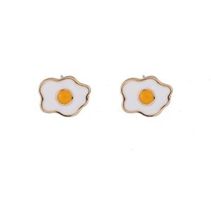 Moda linda bebé huevos fritos Stud Pendientes de la aleación de oro Joyería de dibujos animados Divertido oído tachuelas Pendiente de las mujeres Accesorios