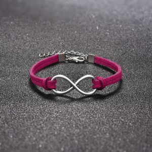 Pulseira de corda infinita tecido à mão 15 cores prata coreano veludo couro envoltório moda joias de couro feminino masculino 340d