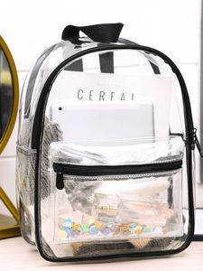 Designer-New junior high school transparent school bag PVC fashion college backpack waterproof female Sequin jelly senior bag