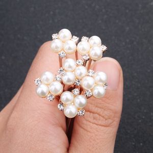 Rose Gold 6 Sztuk / partia Akcesoria ślubne Bridal Pearl Heatpin Flower Crystal Pearl Rhinestone Pinów Włosów Klipy Druhna Kobiety Biżuteria