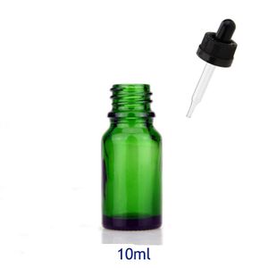 10 ml grüne Glasflaschen Großhandel 768 teile/los Leere Tropfflaschen für ätherische Öle mit kindersicherem Verschluss und Glaspipette